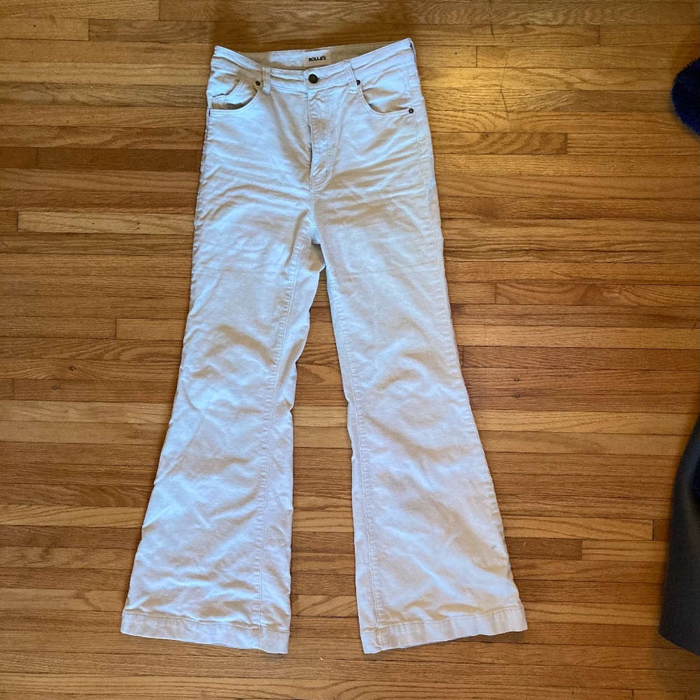 Rolla's Eastcoast Flare White Corduroy Pants